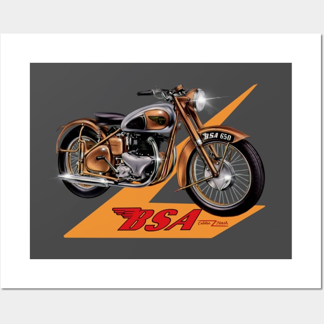 The BSA Golden Flash Motorcycle by MotorManiac Wall Art by MotorManiac